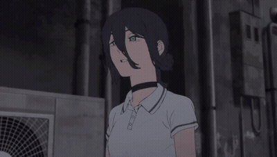 Girl With Black Hair, Green Eyes, And Black Choker GIF