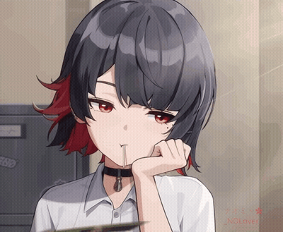 Girl With Black Hair Red Highlights Choker Ndlover Sticker GIF