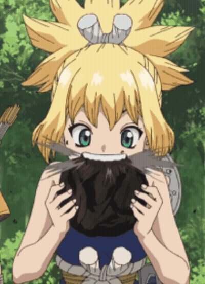 Girl With Blonde Hair And Green Eyes Holding Meat GIF