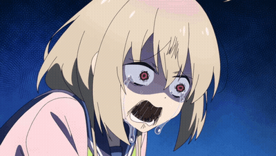 Girl With Blonde Hair And Red Eyes Crying GIF