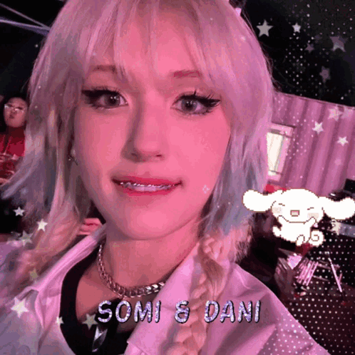 Girl With Blonde Hair And Somi & Dani GIF