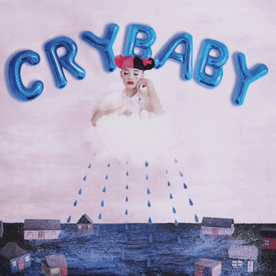 Girl With Blue Balloons Saying Crybaby GIF