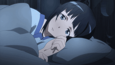 Girl With Blue Eyes Laying In Bed GIF