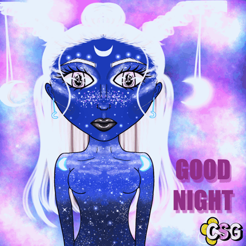 Girl With Blue Face Good Night GIF