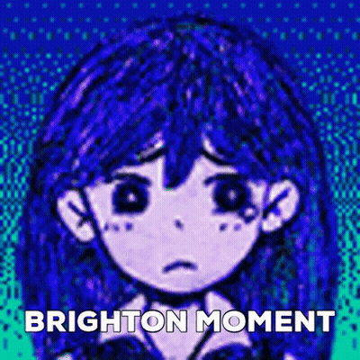 Girl With Blue Hair And Black Eyes Saying Brighton Moment GIF