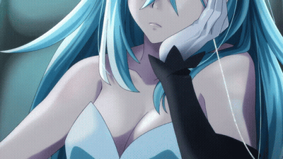 Girl With Blue Hair And Black Glove GIF