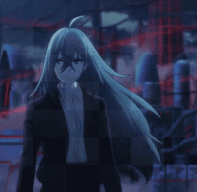 Girl With Blue Hair And Black Glove GIF