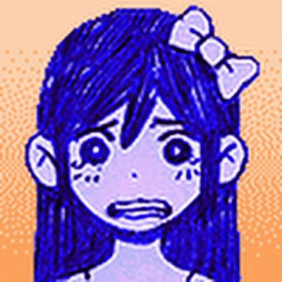 Girl With Blue Hair And Bow Making Sad Face GIF