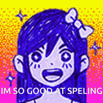 Girl With Blue Hair And Bow Saying Im So Good At Spelling GIF