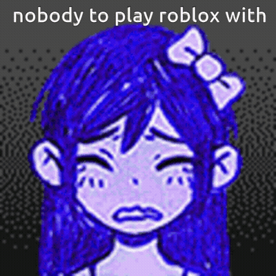 Girl With Blue Hair And Bow Saying Nobody To Play Roblox With GIF
