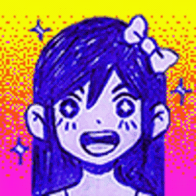 Girl With Blue Hair And Bow Smiling GIF