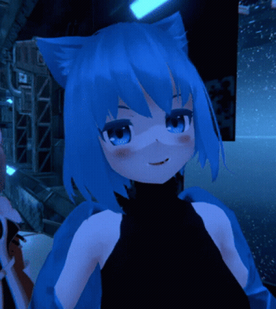Girl With Blue Hair And Cat Ears GIF