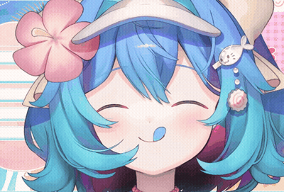 Girl With Blue Hair And Flower Smiling GIF