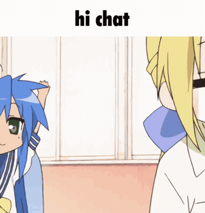 Girl With Blue Hair And Green Eyes Saying Hi Chat GIF