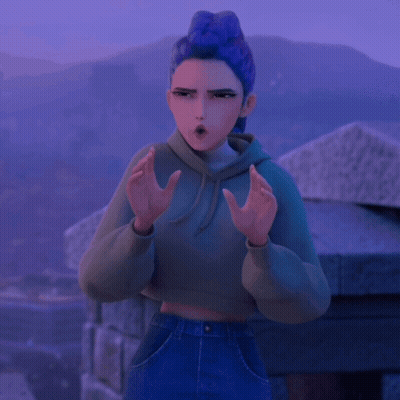 Girl With Blue Hair And Green Hoodie Surprised GIF