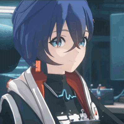 Girl With Blue Hair And M Necklace GIF
