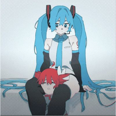 Girl With Blue Hair And Number 9 On Chest GIF
