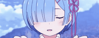 Girl With Blue Hair And Pink Bow Eyes Closed GIF
