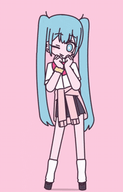 Girl With Blue Hair And Pink Bow Tie GIF