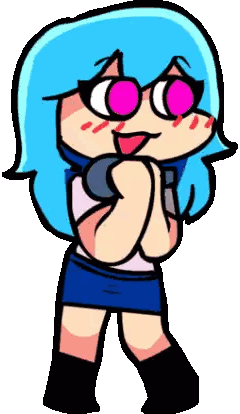Girl With Blue Hair And Pink Eyes Sticker