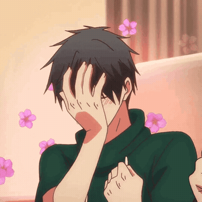 Girl With Blue Hair And Pink Flower GIF