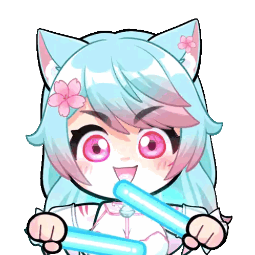 Girl With Blue Hair And Pink Flowers Sticker