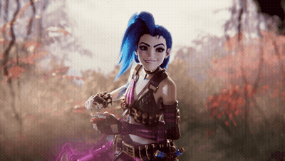 Girl With Blue Hair And Ponytail Smiling GIF
