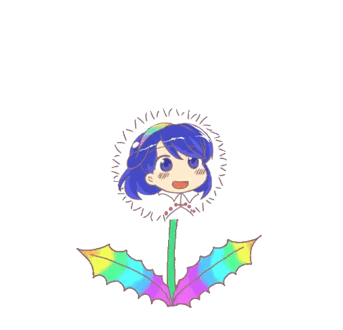Girl With Blue Hair And Rainbow Flower Sticker