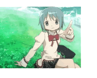 Girl With Blue Hair And Red Bow Giving Thumbs Up Sticker