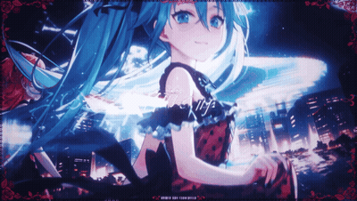 Girl With Blue Hair And Red Dress Saying Miku GIF