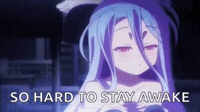 Girl With Blue Hair And Red Eyes Saying So Hard To Stay Awake GIF
