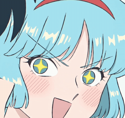 Girl With Blue Hair And Red Headband GIF