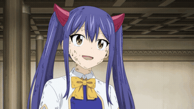 Girl With Blue Hair And Red Horns GIF