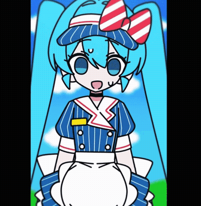 Girl With Blue Hair And Red White Blue Bow GIF