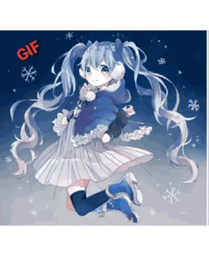 Girl With Blue Hair And Snowflakes Sticker