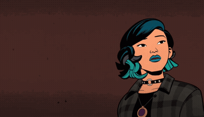 Girl With Blue Hair And Spider Man GIF