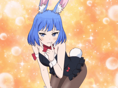 Girl With Blue Hair and White Bunny Ears