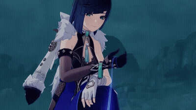 Girl With Blue Hair Close Up GIF