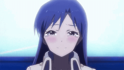 Girl With Blue Hair Crying Eyes Closed Mouth Open