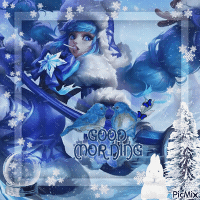 Girl With Blue Hair Good Morning GIF