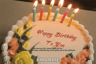 Girl With Blue Hair Holding Birthday Cake Saying Happy Birthday Haroon GIF