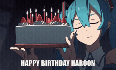 Girl With Blue Hair Holding Birthday Cake Saying Happy Birthday Haroon GIF