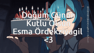 Girl With Blue Hair Holding Cake With Candles GIF