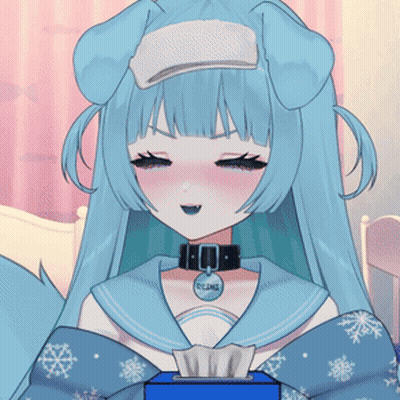 Girl With Blue Hair Holding Celine Tissues GIF