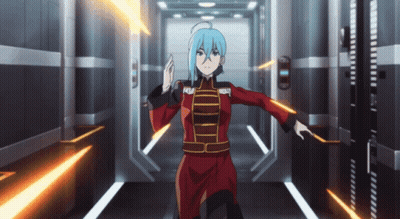 Girl With Blue Hair Holding Gun GIF