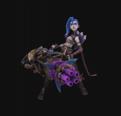Girl With Blue Hair Holding Large Gun GIF