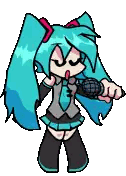 Girl With Blue Hair Holding Microphone Sticker