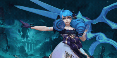 Girl With Blue Hair Holding Scissors GIF