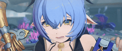 Girl With Blue Hair Holding Sword GIF