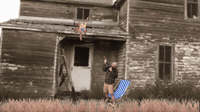Girl With Blue Hair In Front Of Bardic Necdic Store GIF